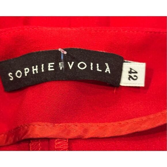 Sophie et Voila Tailored Crepe Wide-Leg Pants in Red NWT Size 42/10 - Picture 4 of 6